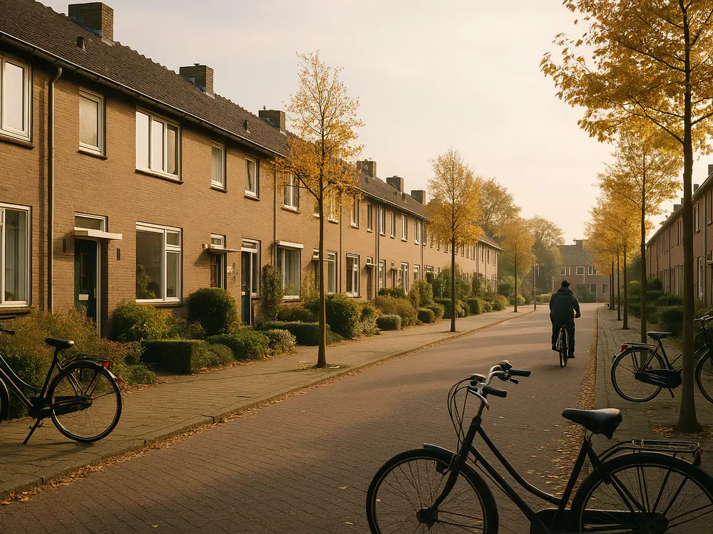 Woonstraat met bakstenen rijtjeshuizen en fietsen in de omgeving van Den Bosch